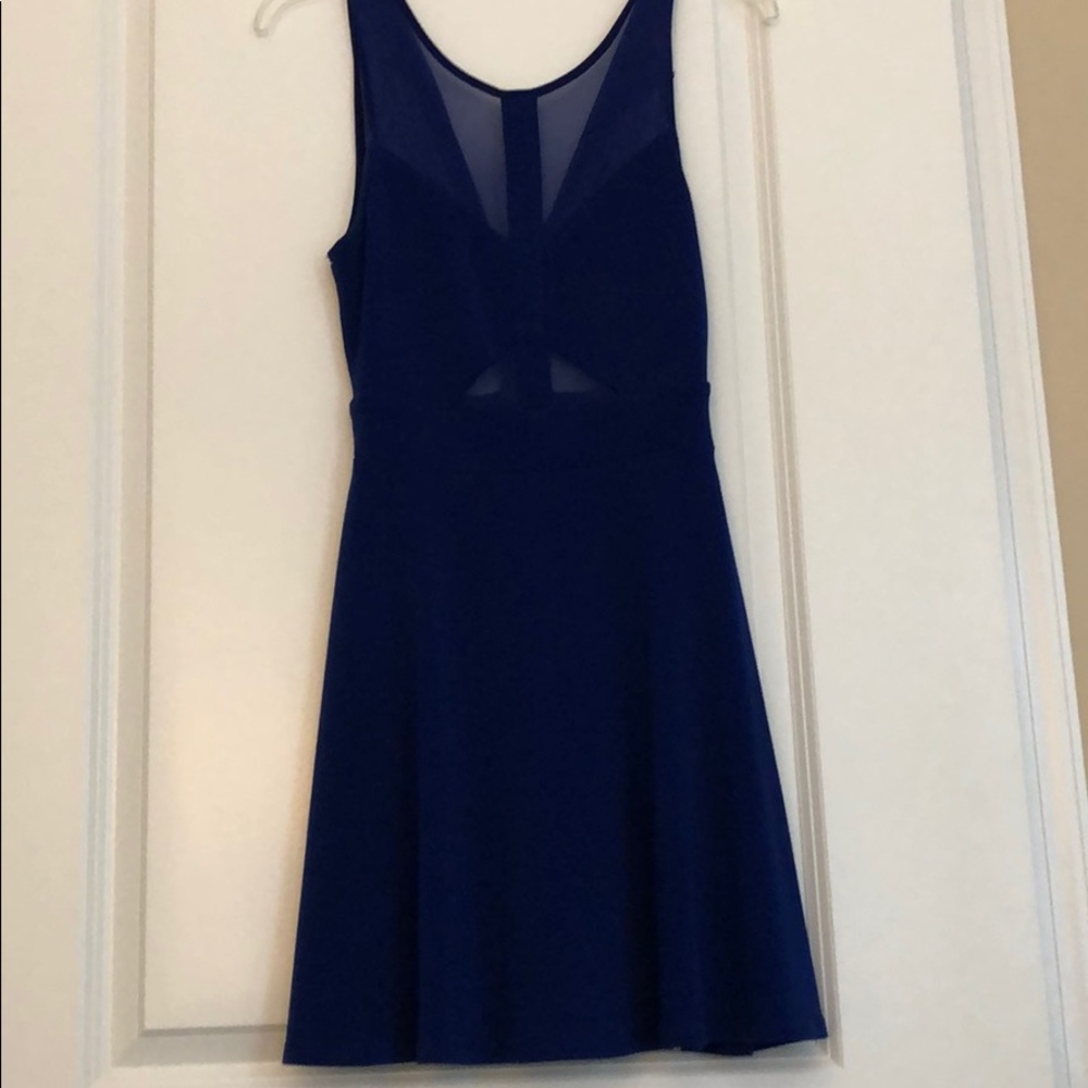 Blue dress with shear paneling